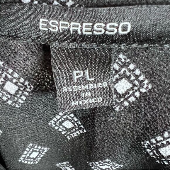 Espresso long sleeve black & white tie neck geo print top size petite large - Picture 4 of 5